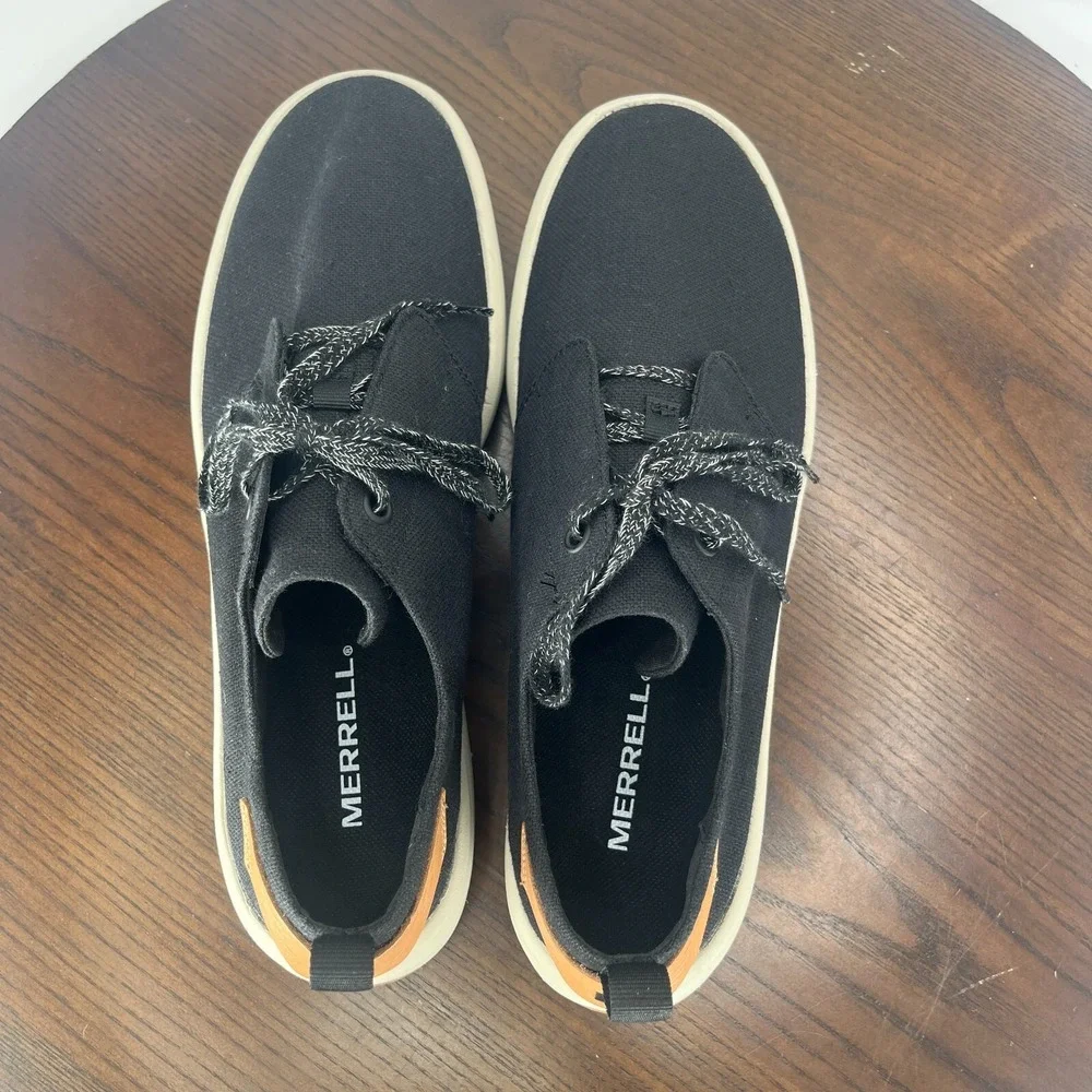 Merrell Gridway Shoes Men's 9.5 Black Canvas‎ Vibram Lace Up Sneakers J000543